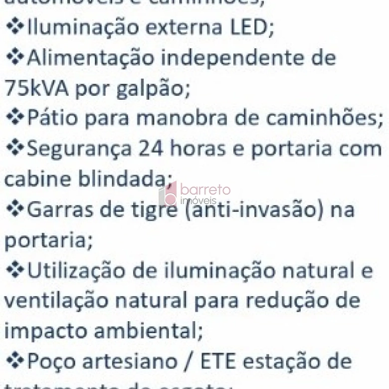 GALPÃO INDUSTRIAL PARA LOCAÇÃO NO CONDOMÍNIO CABREUVA BUSINESS PARK EM CABREUVA-SP