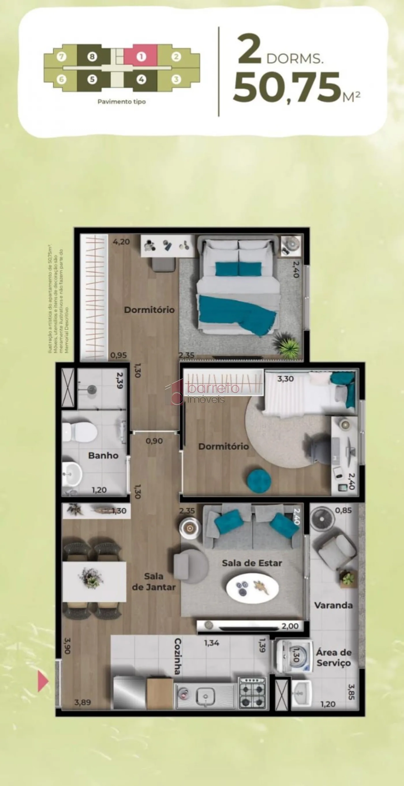 APARTAMENTO COM 02 QUARTOS À VENDA NO CONDOMÍNIO BOSQUE DAS SAPUCAIAS – CAMPO LIMPO PAULISTA/SP