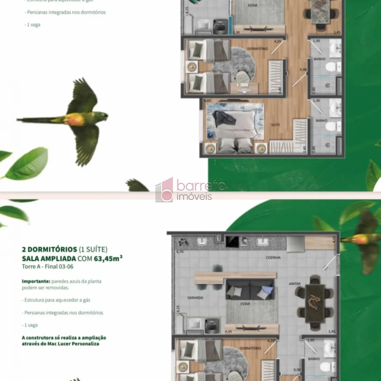 APARTAMENTO À VENDA NO CONDOMÍNIO MAITÁ RESIDENCIAL – PARQUE DA REPRESA – JUNDIAÍ/SP