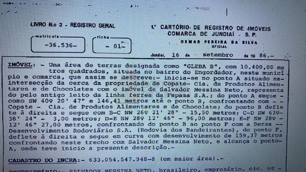 TERRENO PARA VENDA NO BAIRRRO DISTRITO INDUSTRIAL – JUNDIAÍ/SP