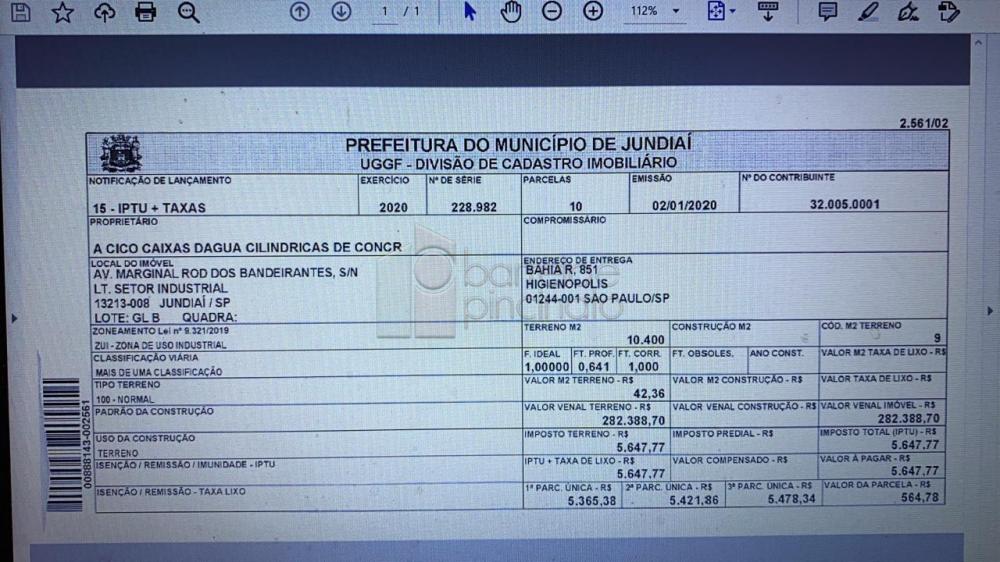 TERRENO PARA VENDA NO BAIRRRO DISTRITO INDUSTRIAL – JUNDIAÍ/SP