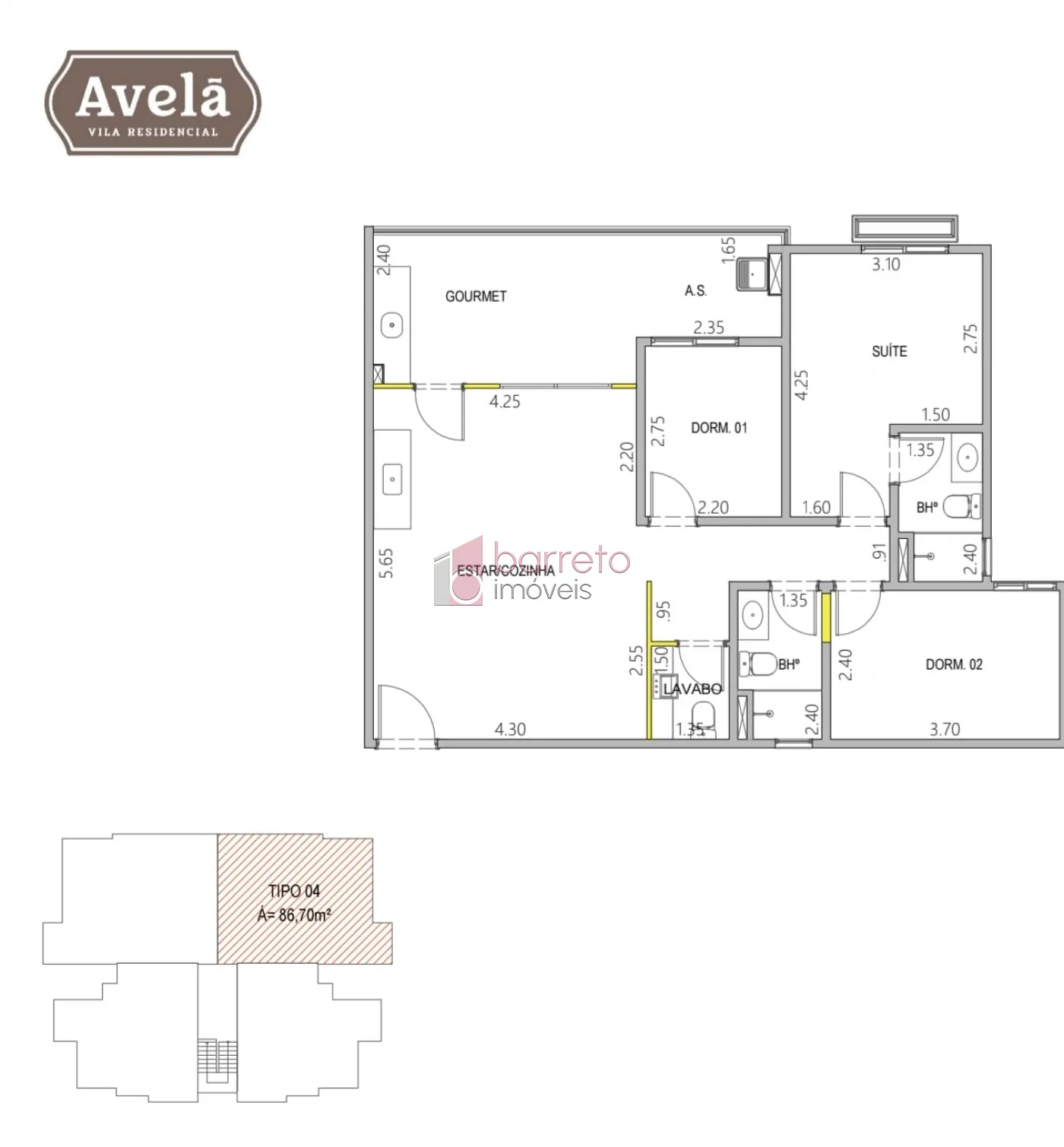 APARTAMENTO À VENDA NO CONDOMÍNIO AVELÃ VILA RESIDENCIAL – ITUPEVA/SP