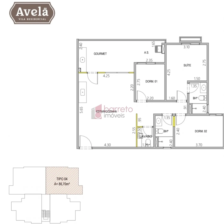 APARTAMENTO À VENDA NO CONDOMÍNIO AVELÃ VILA RESIDENCIAL – ITUPEVA/SP