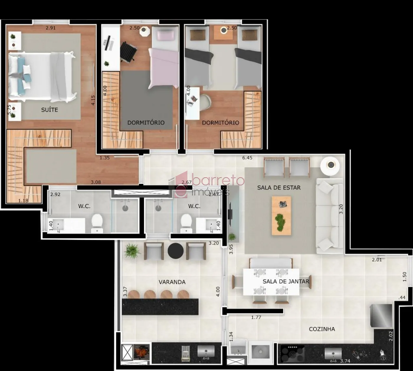 APARTAMENTO À VENDA NO CONDOMÍNIO TORRES DE OZANAM EM JUNDIAÍ/SP