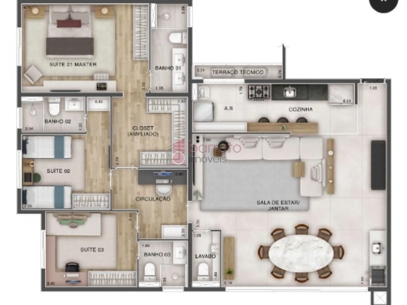APARTAMENTO NOVO COM 03 SUÍTES À VENDA NO CONDOMÍNIO ESSENCE BY TEBAS – ELOY CHAVES – JUNDIAÍ/SP
