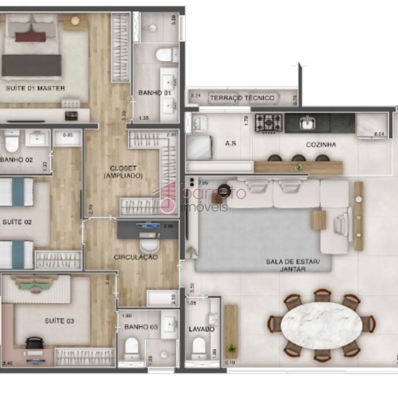 APARTAMENTO NOVO COM 03 SUÍTES À VENDA NO CONDOMÍNIO ESSENCE BY TEBAS – ELOY CHAVES – JUNDIAÍ/SP
