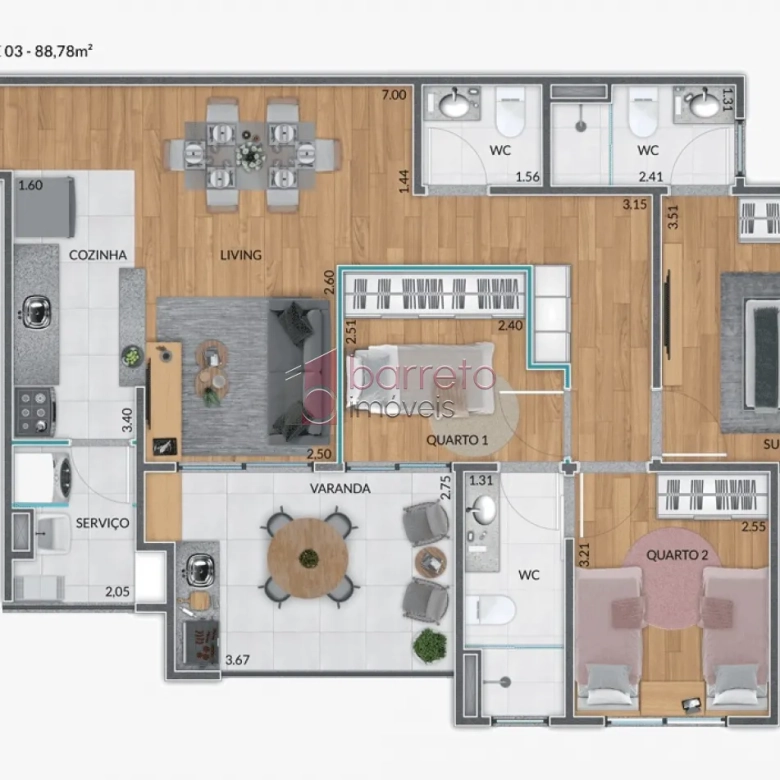 APARTAMENTO À VENDA NO RESIDENCIAL VALLIS – JUNDIAÍ/SP