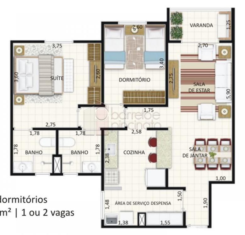 APARTAMENTO À VENDA NO CONDOMÍNIO RAVENNA – ENGORDADOURO – JUNDIAÍ/SP