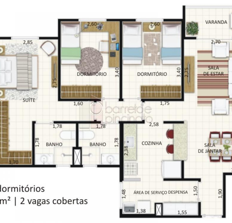 APARTAMENTO À VENDA NO CONDOMÍNIO RAVENNA – ENGORDADOURO – JUNDIAÍ/SP